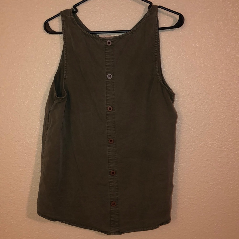 Light army green tank top with button detailing